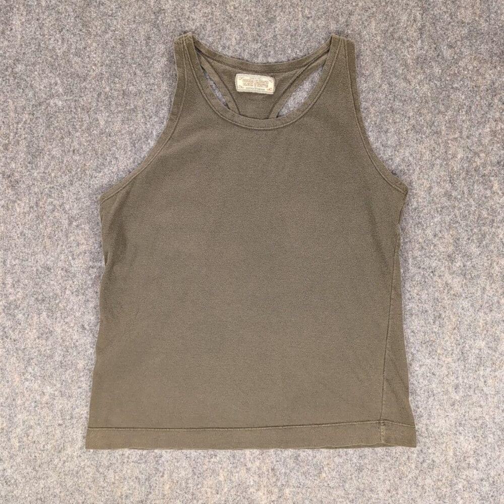 Benetton Tank Top Womens Small Green Scoop Neck Racerback Cotton Shirt Casual